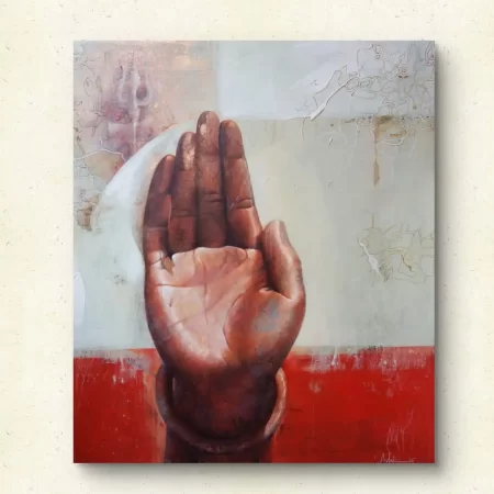 Blessing painting Ashish Mondal original acrylic on canvas 36x42 inches framed artwork with authenticity certificate