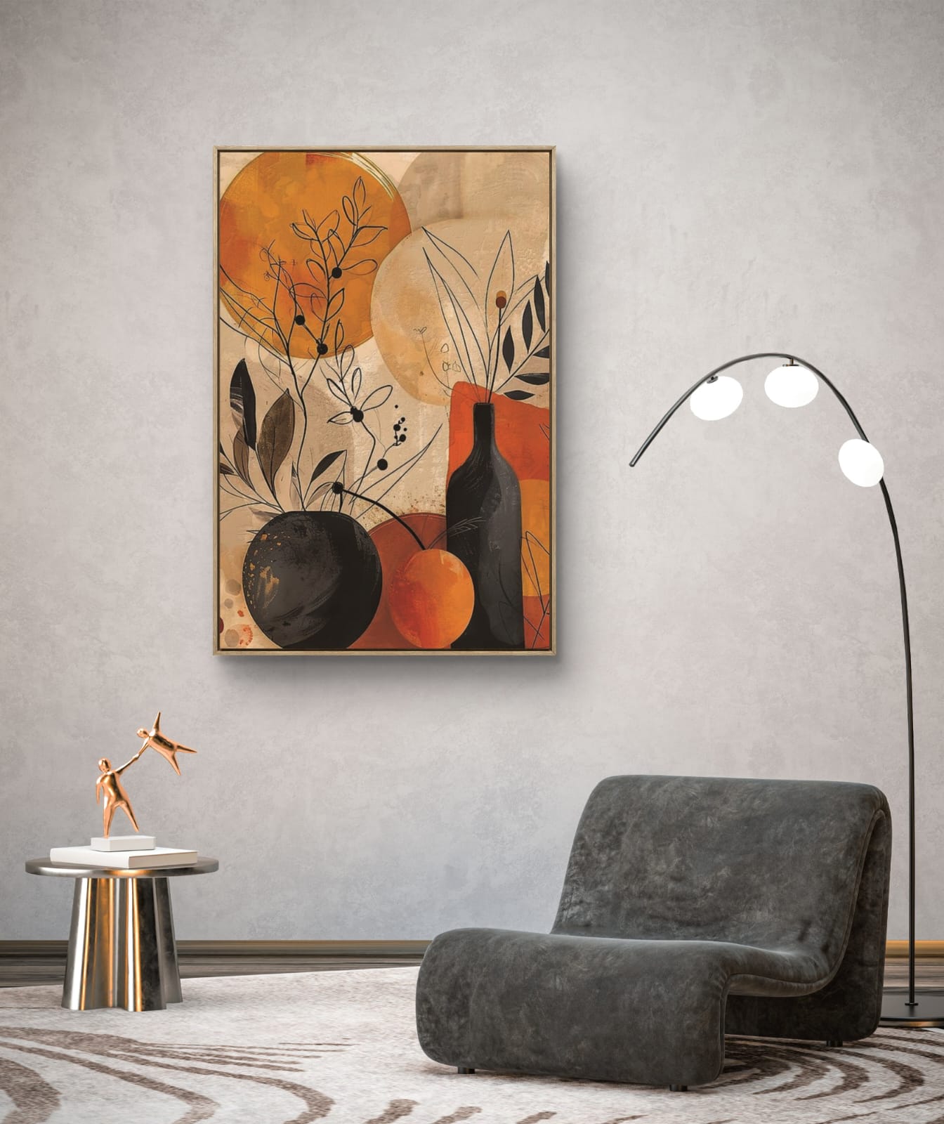 Bohemian Autumn Vessel Artwork original handmade Boho painting in warm earthy tones.