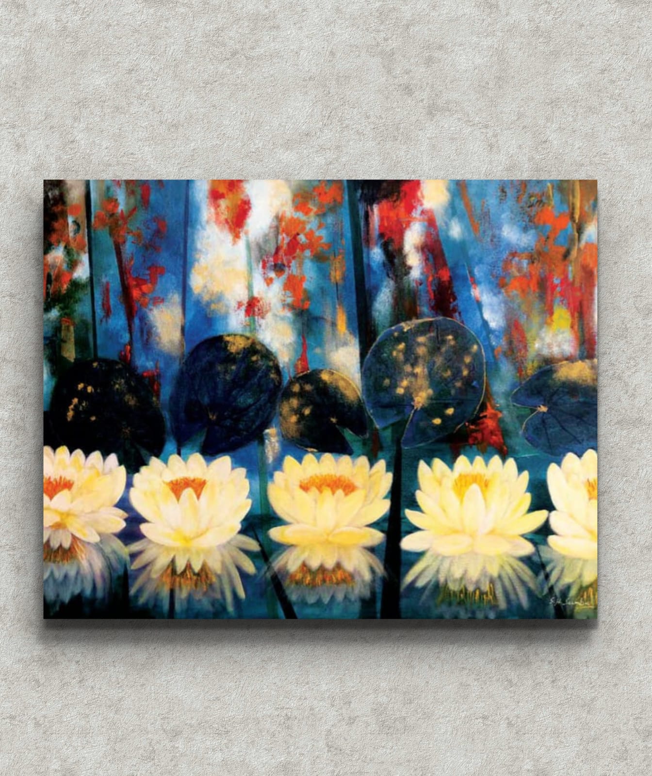 Dancing Mood floral painting original handmade acrylic artwork by Sabiha Hasan Sumbul.