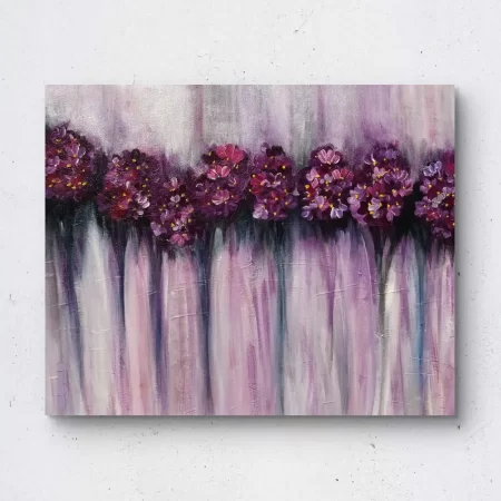 Geranium Floral Embrace Painting by Sabiha Hasan Sumbul, acrylic geranium flowers artwork, framed 21×25 inches ready to hang