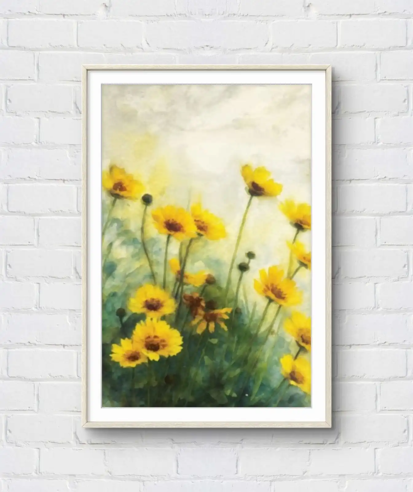 Dancing in Daylight Painting celebrates the joy of yellow daisies in a graceful design. Printed on premium cotton canvas, this fine art piece adds warmth and beauty to any setting. Each print is signed by the artist, making it a unique and authentic work of art. You can select from framed, unframed, or gallery wrap styles to match your décor. The artwork suits modern homes, elegant offices, or as a meaningful gift for loved ones. Dancing in Daylight Painting blends natural charm with timeless artistry, creating a statement piece for your wall. Bring home this yellow floral canvas print and let your space reflect freshness, creativity, and light.