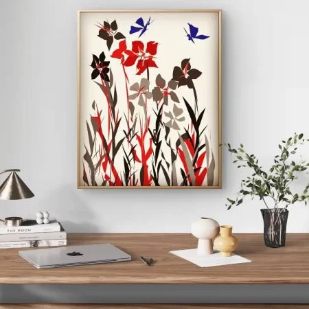 Modern Lily Floral Art: digital painting of lilies on cotton canvas, signed by artist, framed and gallery wrap options