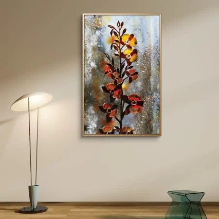 Orchid in the Rain Floral Painting on Cotton Canvas – Signed Fine Art Print for Modern Home and Office Wall Décor