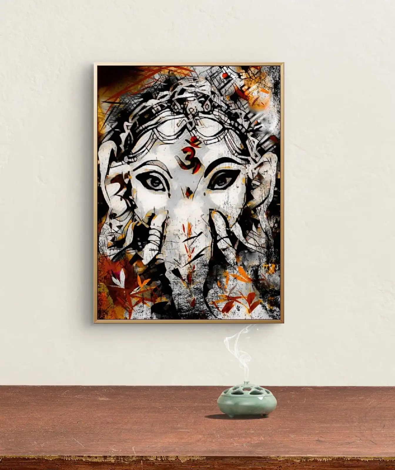 Modern doodle-style Ganesh digital artwork on canvas