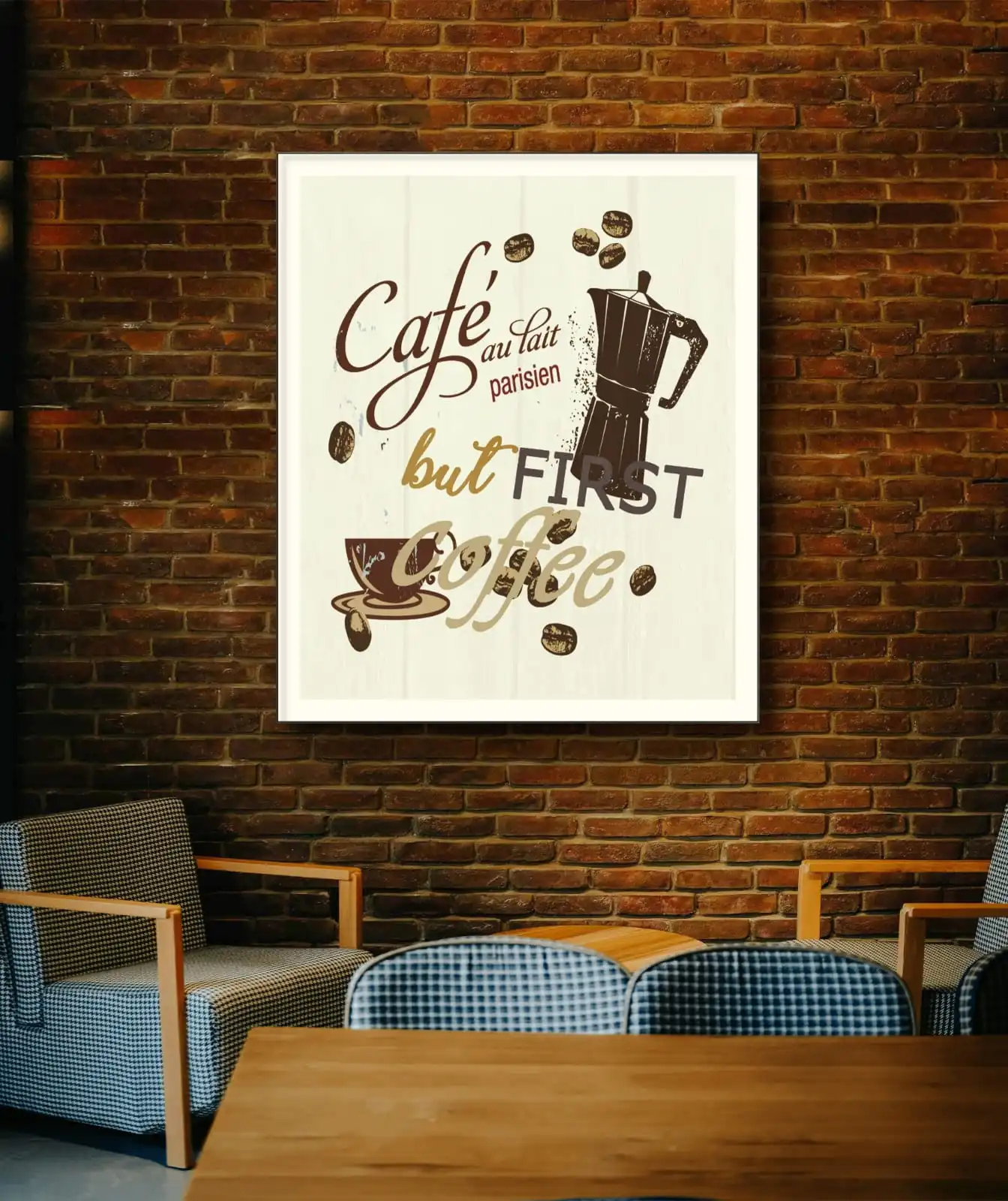 Coffee first cafe typography artwork coffee quote design