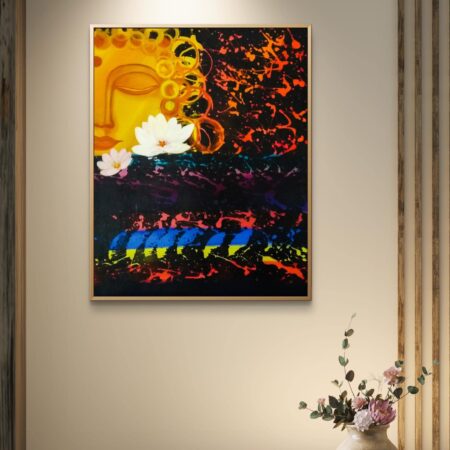 Lotus of Enlightenment painting – devotional Buddha art in acrylic with lotus motif