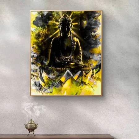 Eternal Calm Buddha Painting – original acrylic devotional art on canvas showing serene Buddha in peaceful meditation.