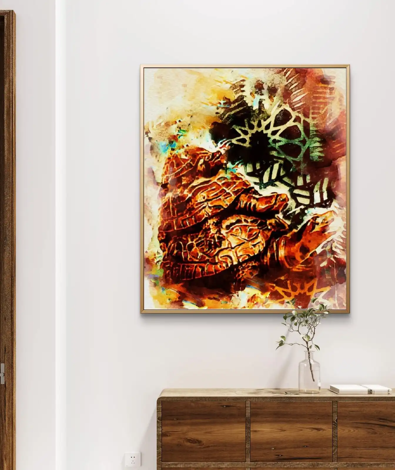 Harmony of Three Turtles handmade painting on cotton canvas – signed by artist