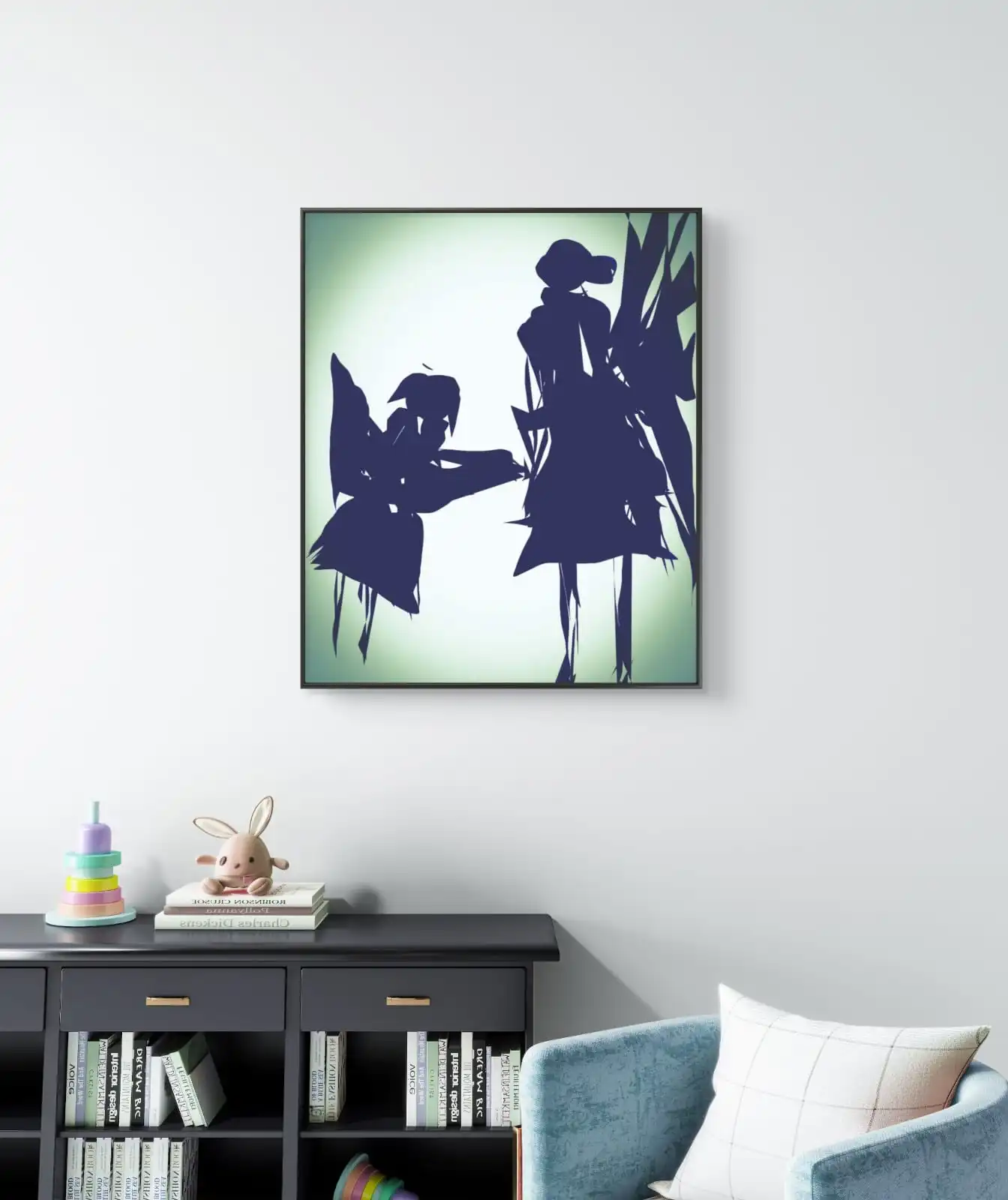 Mother Inspires Child Success Keep Flying blue digital canvas painting