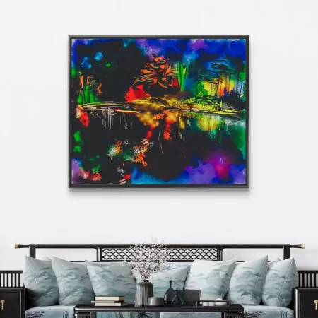 Lakeside landscape painting printed on cotton canvas