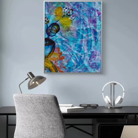 Manthan 1 – original abstract acrylic painting by S.H. Sumbul showcasing bold textures and vibrant colors, contemporary fine art for modern interiors