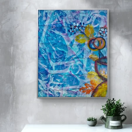 Manthan 2 – original abstract acrylic painting by S.H. Sumbul showcasing bold textures and vibrant colors, contemporary fine art for modern interiors.