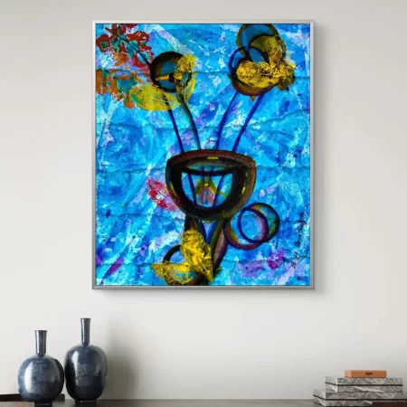 Manthan III – original abstract acrylic painting by S.H. Sumbul showcasing bold textures and vibrant colors, contemporary fine art for modern interiors.