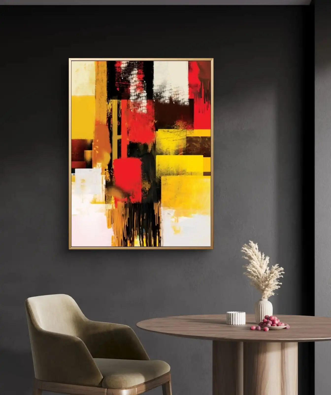 Melting Blocks Abstract Painting – colorful geometric acrylic fine art print on cotton canvas signed by artist