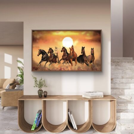 Seven Running Horses Painting Fine Art Print on Cotton Canvas Signed by Artist