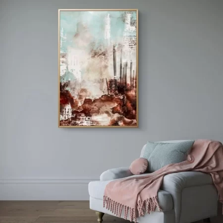 Soul in Transition Painting abstract art print with earthy and blue tones showing calm and change