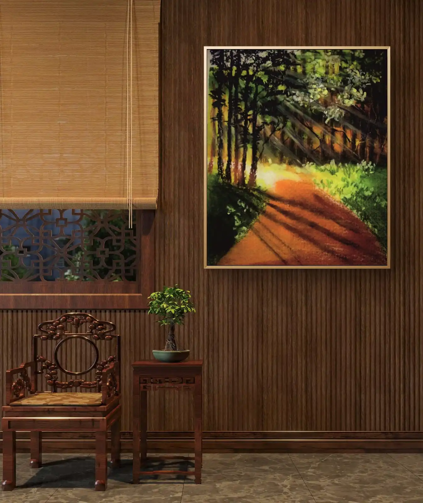 Walk in Forest acrylic canvas painting on premium cotton canvas