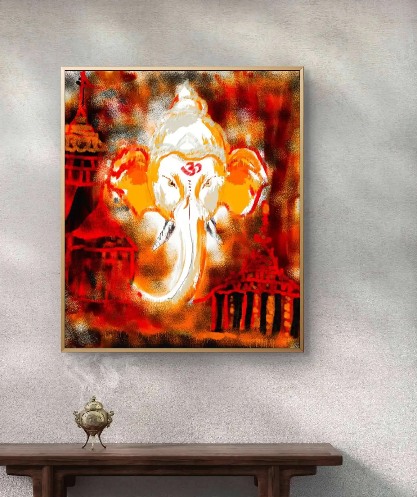 Divine Ganesha Aura Painting fine art print on canvas