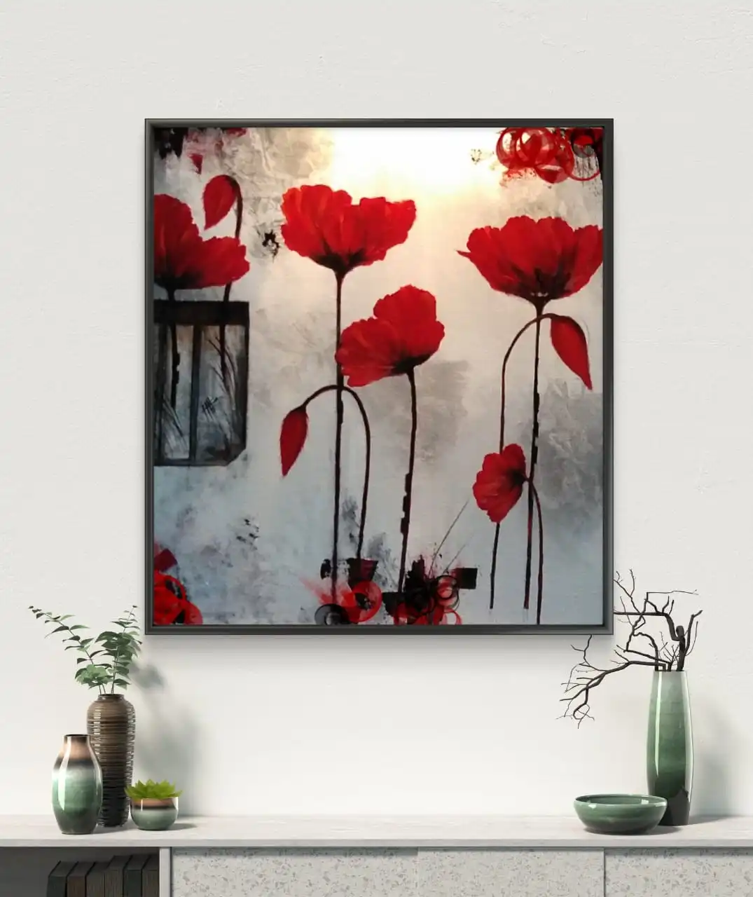 Keys to Happiness Painting motivational floral artwork on fine art cotton canvas, signed by artist, framed and unframed options for modern home and office décor