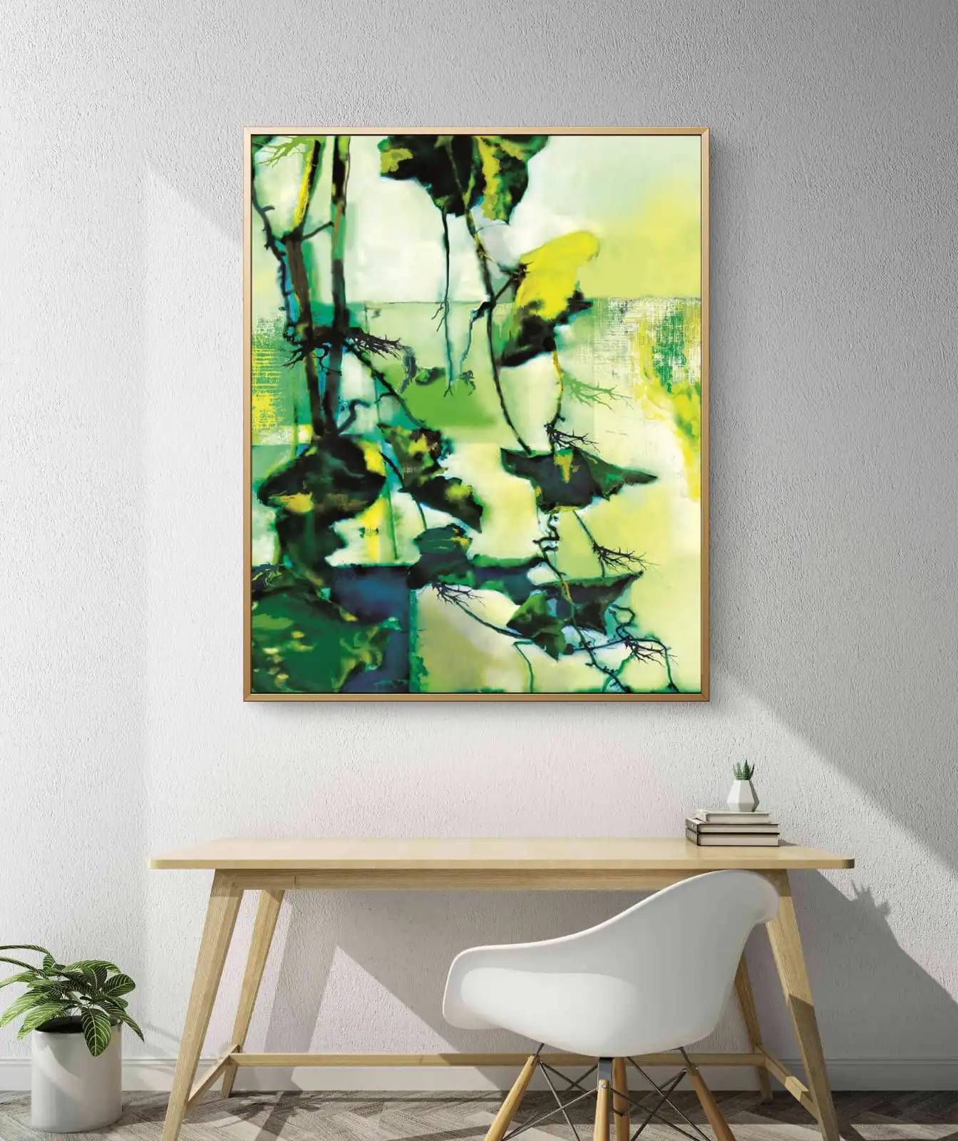 Nurture Contemporary Acrylic Painting – green and lemon yellow fine art print on cotton canvas