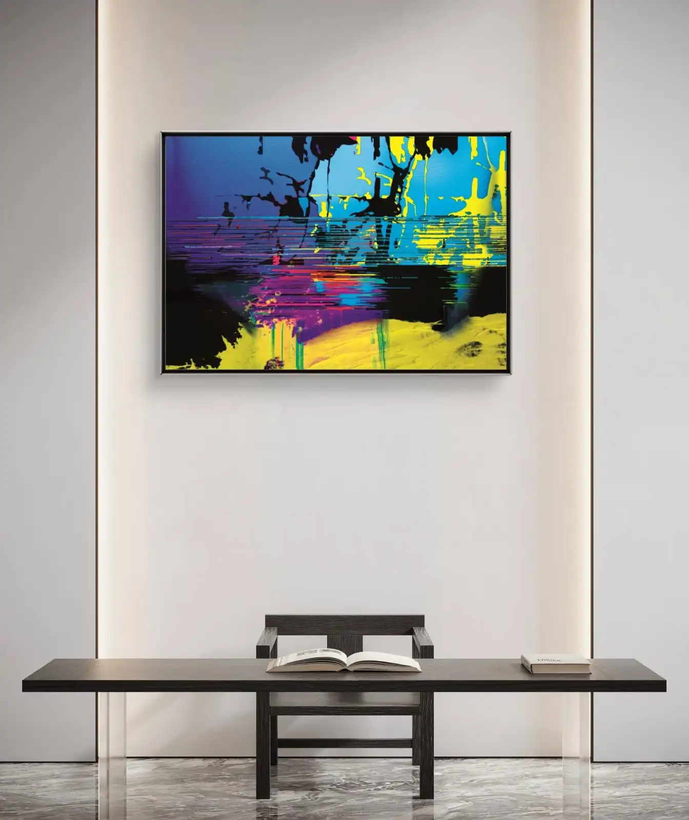 Radiant Water Mirror Pop landscape artwork with neon reflection and vibrant abstract colors