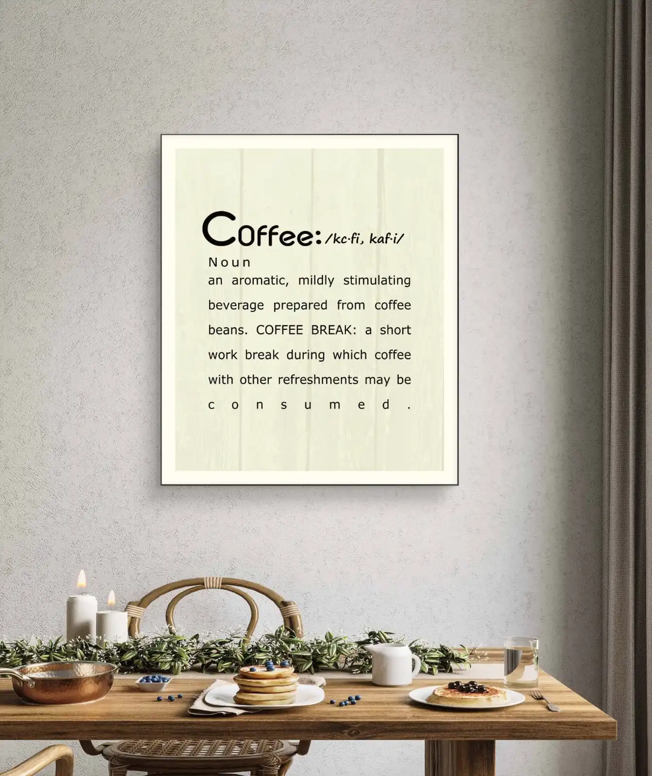 Coffee definition typography art dictionary style wall artwork