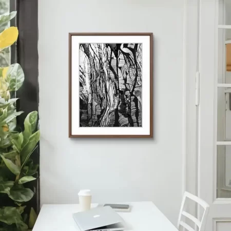 Echoes of Banyan Tree pen and charcoal sketch by Sabiha Hasan Sumbul, detailed banyan tree drawing