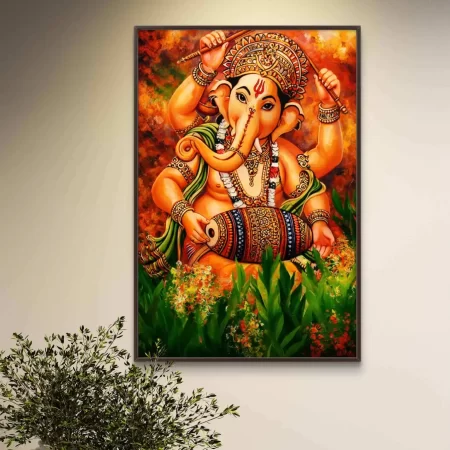 Celestial Rhythm Ganesha textured canvas art fine art print