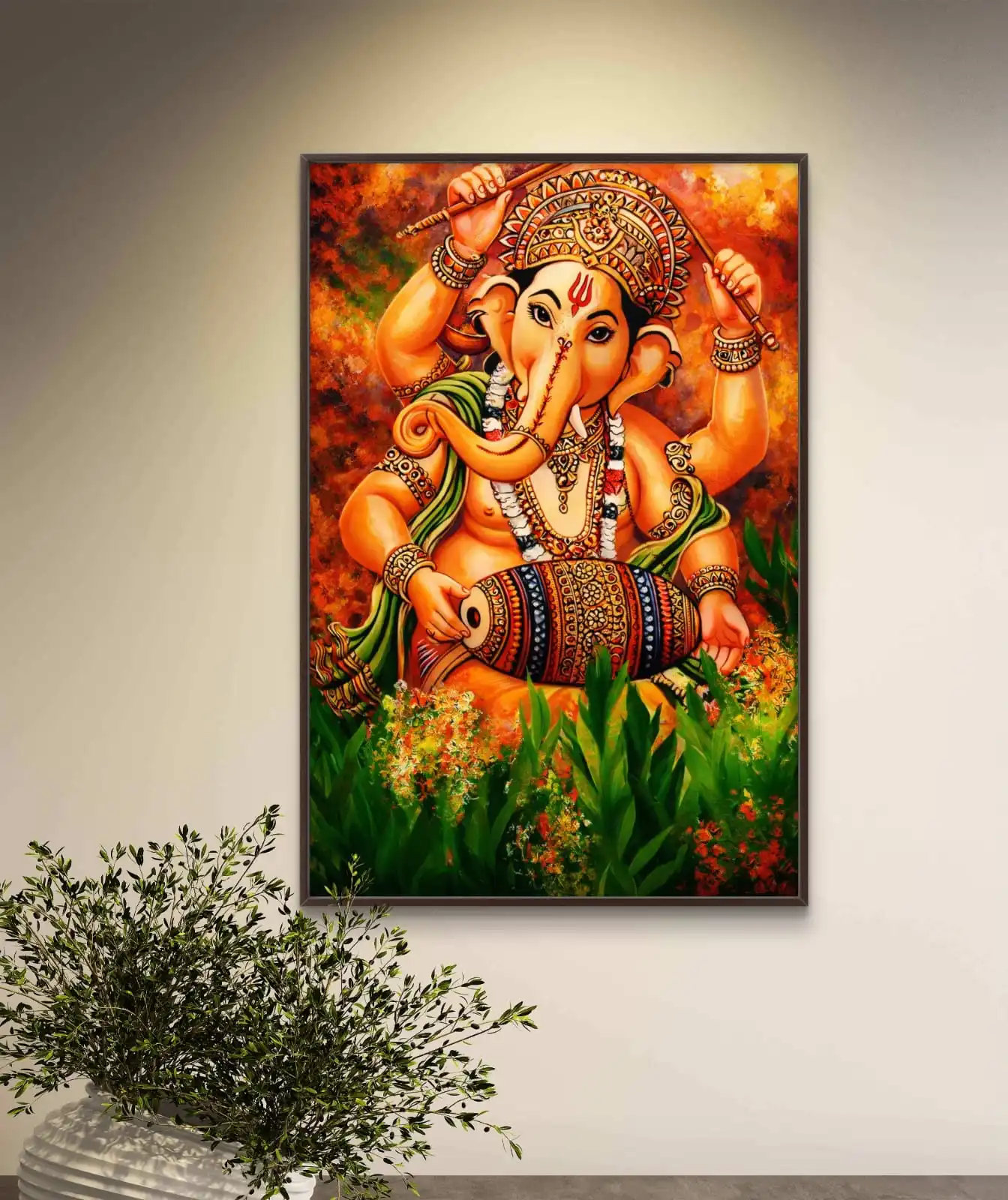 Celestial Rhythm Ganesha textured canvas art fine art print