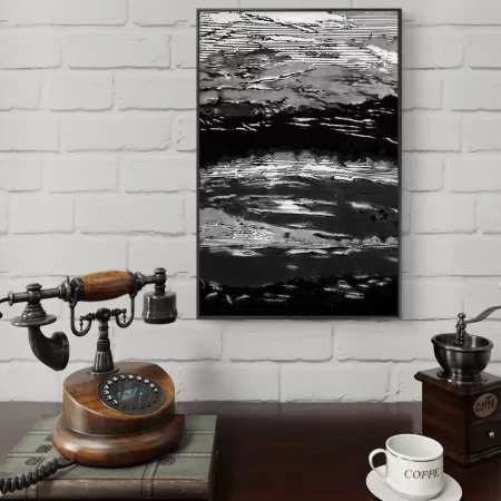 Charcoal hill landscape sketch showing layered hills in monochrome pen and charcoal artwork