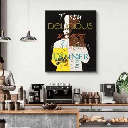 Chef inspired food typography canvas artwork kitchen wall art