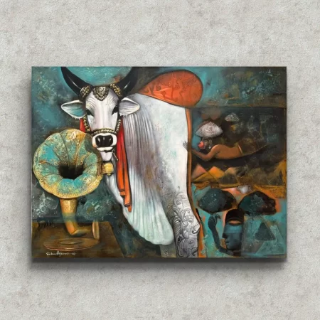 Nostalgia II Canvas Painting 36x48 inch acrylic artwork by Jiban Biswas