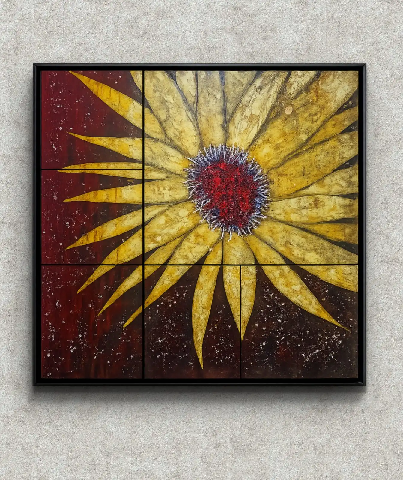 Vibrant Daisy Canvas Painting 36x36 inch acrylic artwork by Sabiha Hasan Sumbul