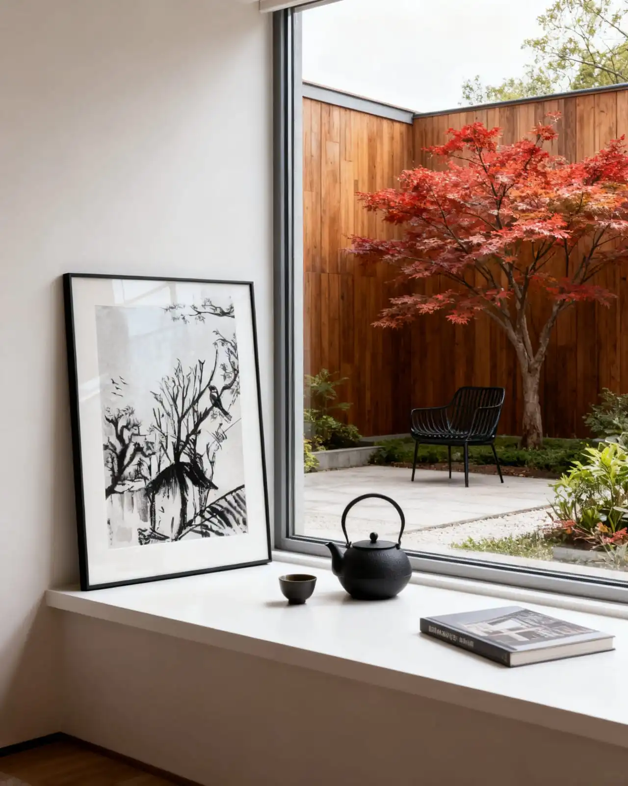 New Beginning black and white canvas painting side view
