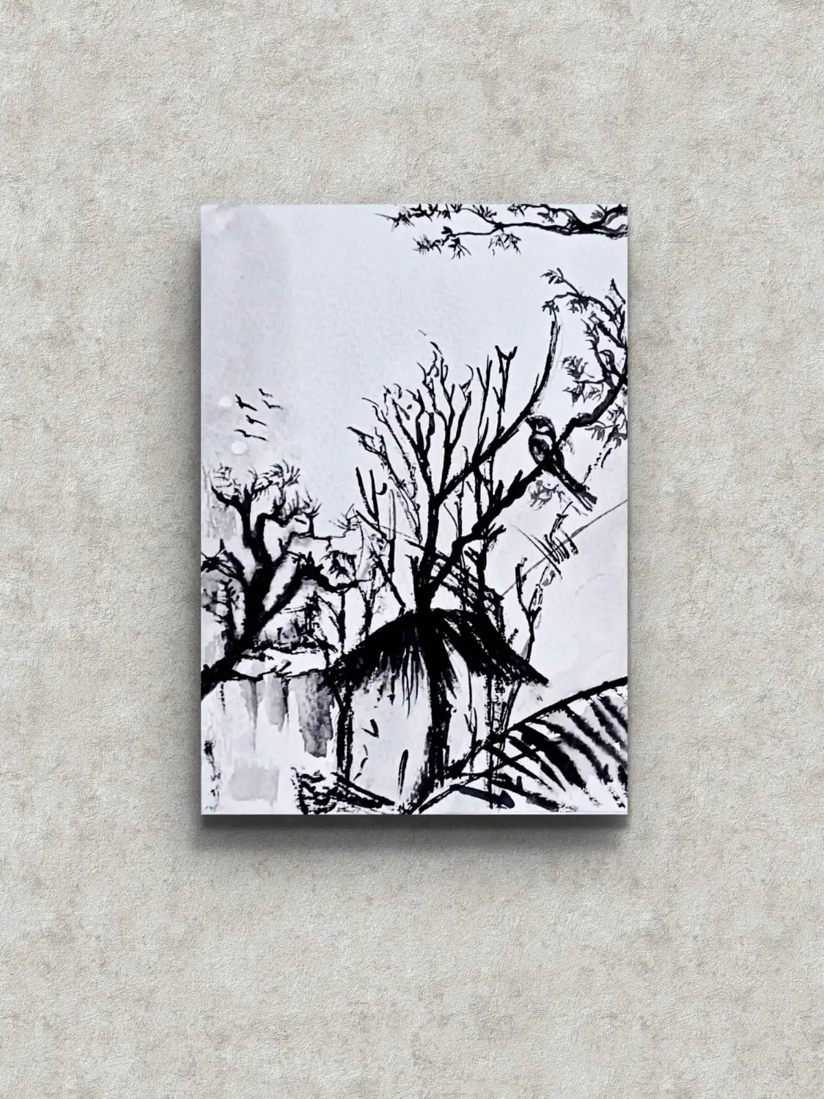 New Beginning black and white canvas painting unframed